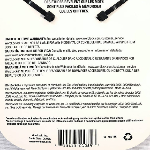 Wordlock Word Combination Cable Bike Lock Black - Picture 6 of 7